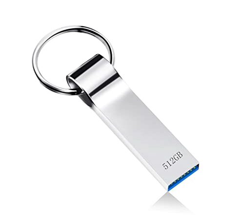 Chiavetta USB 512GB Pen Drive USB 3.0 Alta Velocità USB Flash Drive Impermeabile Pendrive Metallo Penna USB Memory Stick per PC /Computer/ Lavoro/Scuola, con Chiave (512gb)