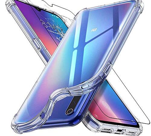 ebestStar - Cover Compatibile con Xiaomi Mi 9 Custodia Protezione Silicone Gel, Bordi Rinforzati, Trasparente + Vetro Temperato