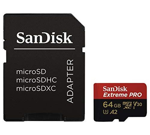 SanDisk Extreme Pro Scheda Di Memoria Microsdxc Da 64 Gb E Adattatore SD, Rosso Nero