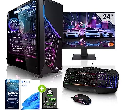 Megaport Completo PC Gaming Striker AMD Ryzen 7 5700X 8x 4.60 GHz Turbo • 24” Schermo • Windows 11 • Nvidia GeForce RTX3060 12GB • 16GB DDR4 • 1TB M.2 SSD • Tastiera/Mouse • pc da gaming