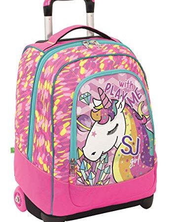 SJ Gang Big Trolley, 3 In 1 Zaino Con Cross Over System Unisex Bambini E Ragazzi, Rosa (Pink), Taglia Unica