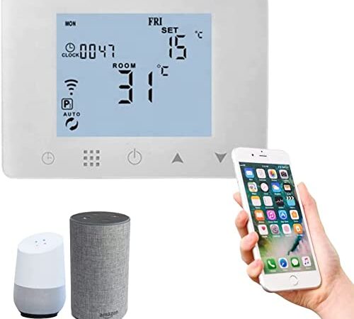 ANFEL Termostato Ambiente Caldaia Wifi Alexa | Cronotermostato Smart Intelligente Touch Screen Da Parete Monta Su Cassetta Incasso 503 Alimentazione 220V Per Riscaldamento Domestico Con Timer