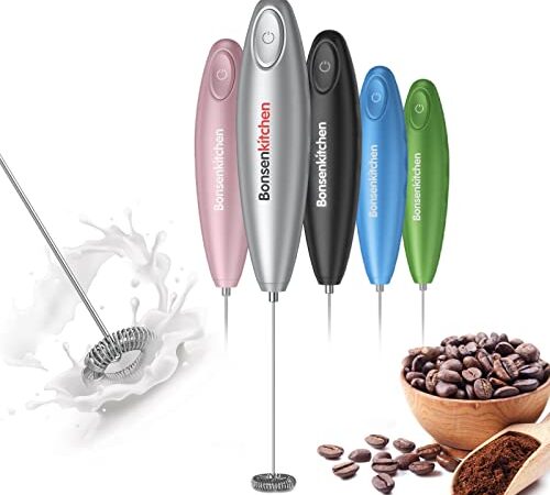 Bonsenkitchen Montalatte Elettrico, Schiumatore Con Testina Del Frullino a Doppia/Singola Molla, Potente Schiumalatte Elettrico in Acciaio INOX per il Latte/Caffè/Cappuccino