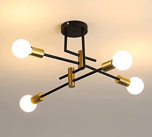 DAXGD Lampadario industriali, Plafoniera soffitto vintage E27 Diametro 70 cm, Lampadari Sputnik moderni 4 luci per Camera da letto, Cucina, Corridoio (Lampadina non inclusa)