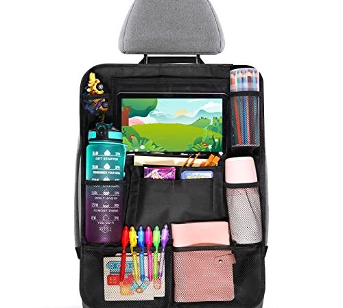 Diboniur Protezione Sedile Auto Bambini - Copri Sedile con 10 Tasche, Organizer per sedile per Tablet iPad 9.7'' e 10.5'', Organizzatore per Bottiglie Giocattoli Libri