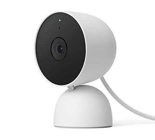 Google Nest Cam Con Cavo, Videocamera Di Sicurezza Per La Casa, Bianco, ‎5.69 x 6.4 x 9.84 cm; 393 grammi