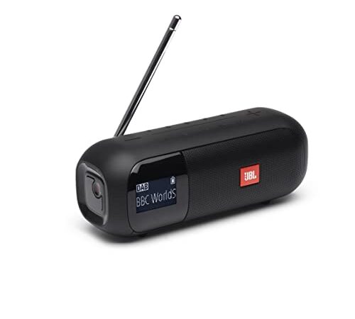 JBL Tuner 2 Speaker Wireless Bluetooth Portatile con Radio Digitale DAB / DAB+ e FM Cassa Altoparlante Impermeabile IPX7, con Display LCD, fino a 12 h di Autonomia, Nero