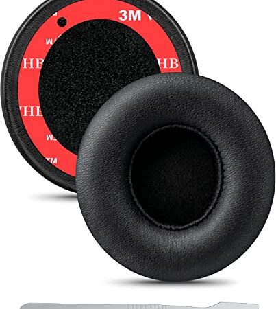Link Dream Cuscinetti Auricolari di Ricambio per Beats Solo 2 & Solo 3, Cuscinetti per Cuffie in Pelle Proteica/Memory Foam/Nastro Adesivo Forte, Copri Cuscinetto Cuffie per Beats Solo (Nero)