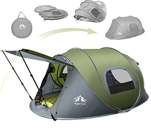 Night Cat Tenda Pop-up Campeggio per 2 3 Persone Impermeabile Istantanea Automatica Facile da Installare Tenda da Vacanza a Cupola