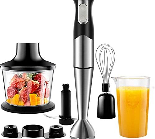 NWOUIIAY Frullatore Immersione 1200W 6 in 1 frullatore multifunzionale con Acciao Inossidabile 304 Frusta Elettrica Tritatutto con Turbo Presa Antiscivolo Minipimer Velocità regolabile Mixer Cucina