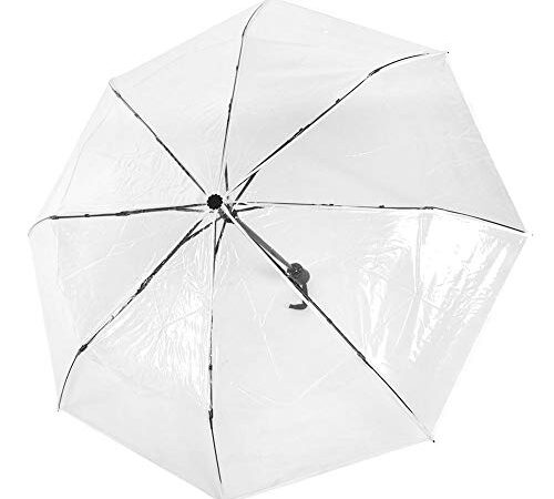 Ombrello trasparente, ombrello trasparente portatile pieghevole automatico leggero facile da trasportare per uomini e donne di tutte le età (bianco)
