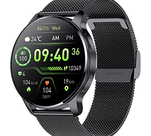 Orologio Smartwatch Donna Uomo Chiamate Rotondo con 360 * 360 Risoluzione IP67 Impermeabile Frequenza Cardiaca SpO2 Pressione Sanguigna Monitor 20 Sport APP Notifica Promemoria per Android iPhone
