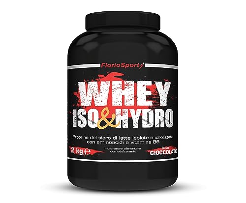 Proteine in Polvere | Whey Protein Iso & Hydro 2000 g FlorioSport | Proteine del Siero del Latte Isolate ed Idrolizzate (Cioccolato)