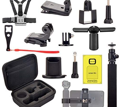 PULINKAI Accessori Kit per DJI Osmo Pocket - Trasporto Custodia Montare Petto Strap Backpack Clip Supporto Treppiede per Osmo Pocket Expansion Accessori Kit