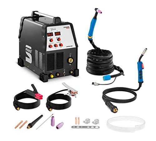 Stamos Power - S-MTM 220 - saldatrice combinata - ideale per saldature MIG/MAG, TIG a CC e saldatura manuale - 220 Ampere - 60% Ciclo di lavoro - ventole power