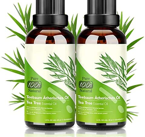 Tea Tree Oil Puro 100% Olio Essenziale Tea Tree 2 PACK - Olio di Acne Naturale Anti Acne e Brufoli Aromaterapia 30ML