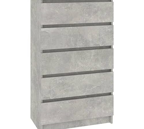 vidaXL Cassettiera Grigio Cemento 60x36x103 cm in Legno Multistrato