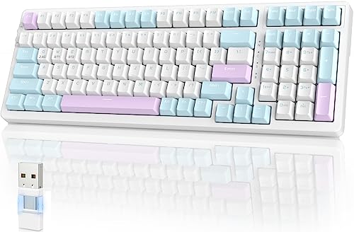 YINDIAO K96 Tastiera Meccanica Wireless,Bluetooth/2.4Ghz Wireless,Ricevitore Tipo C/USB A,Hot Swap,100 Tasti Tastiera da Gioco con Layout al 96% con Tastierino Numerico,Interruttore Rosso,per PC,Mac