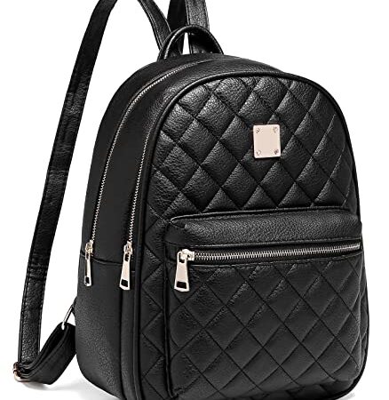 Zaino Donna, Myhozee Borsa Zaino Donna Pelle PU Zainetto impermeabile Casual Nero Zaini Casual Daypack Backpack per Scuola Viaggio Lavoro Shopping,Nero