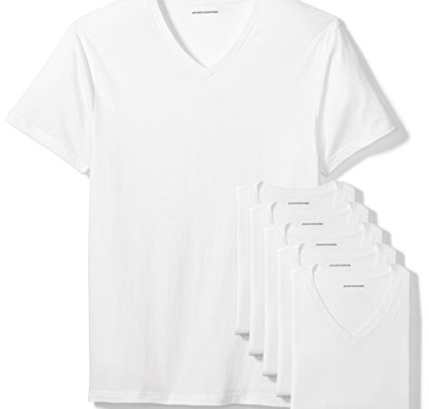 Amazon Essentials T-Shirt con Scollo a V Uomo, Pacco da 6, Bianco, M