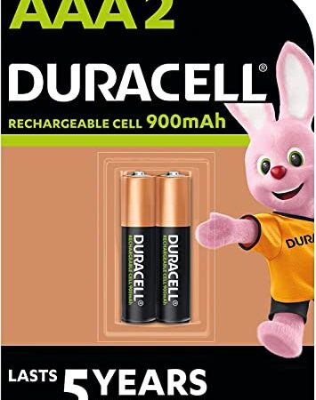 2X Duracell AAA Ricaricabili 900 mAh (1 Blister Da 2 Batterie)2 Pile Ministilo Ricaricabili
