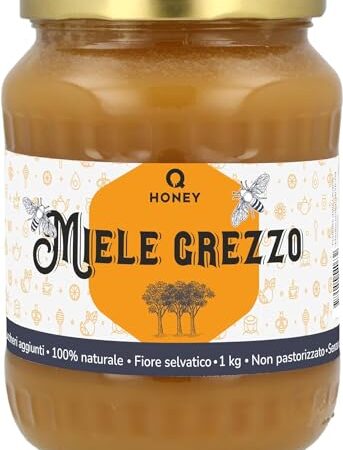 Q Honey Miele Naturale Grezzo 1 kg | 100% Puro Miele, Non Filtrato - Direttamente Dall'alveare