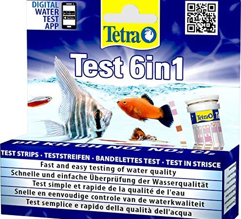 Tetra Test 6in1, Test dell'Acqua per l'Acquario, Controllo Facile e Veloce della Qualità dell'Acqua, 25 Strisce