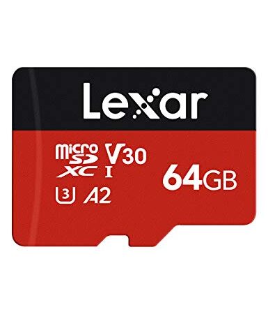Lexar Micro SD 64 GB, Scheda Micro SD fino a 160/60 MB/s(R/W), Scheda di Memoria microSDXC con Adattatore SD, A2, U3, C10, V30, Micro SD Card