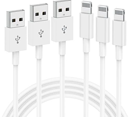 3 Pezzi 1m Cavo Lightning USB iPhone Originale Apple, Ricarica Veloce Compatibile con iPhone 14 Pro 13 Pro Max 12 Mini 11 Pro X XS XR 8 7 6 iPad