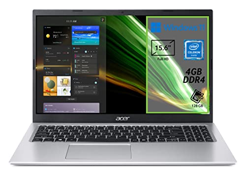 Acer Aspire 1 A115-32-C56R PC Portatile, Notebook, Processore Intel Celeron N4500, RAM 4 GB DDR4, 128 GB eMMC, Display 15.6" FHD LED LCD, Intel UHD, Microsoft 365, Windows 11 Home in S mode, Silver