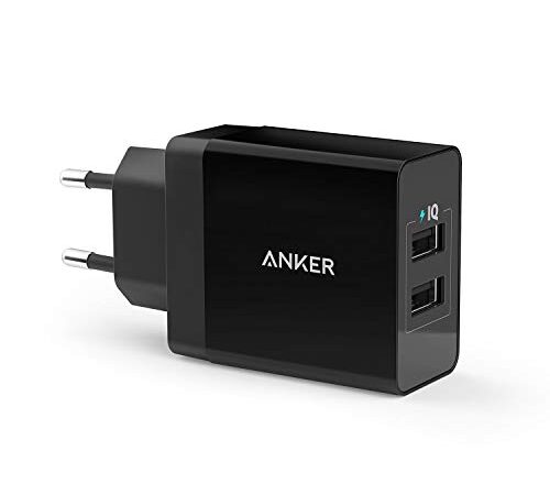 Anker Caricatore USB 24W con 2 porte, caricatore da muro con tecnologia PowerIQ per iPhone, iPad, Samsung Galaxy, Huawei, Xiaomi e altri