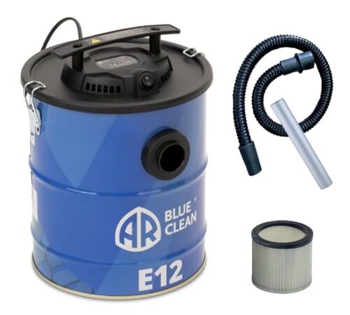 AR Blue Clean E12 Aspiracenere per stufa a pellet e camini 2 in 1: Aspirapolveri, Aspiracenere e Aspira Solidi, Serbatoio 12 Litri, Potenza 600W, Fusto in metallo