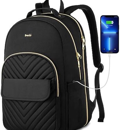 Breold Zaino Porta PC Donna 15,6 Pollici Zaino Ragazza per Computer Portatile con Porta USB per università,Viaggi, Lavoro,Scuola,Ufficio