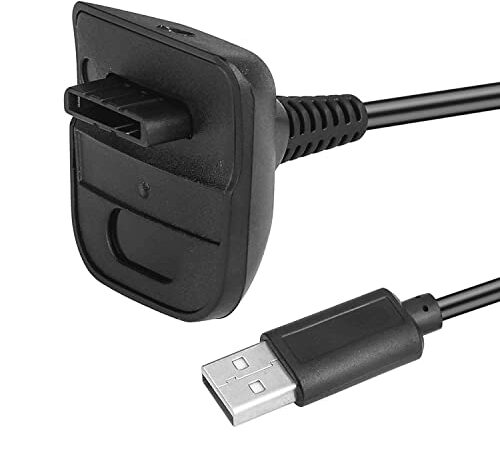 CABLEPELADO Cavo di ricarica per il telecomando wireless compatibile con XBOX 360 | Caricatore USB compatibile con Xbox 360 | 4800 mAh | USB 2.0 | cavo da 1,80 metri | nero (nero)