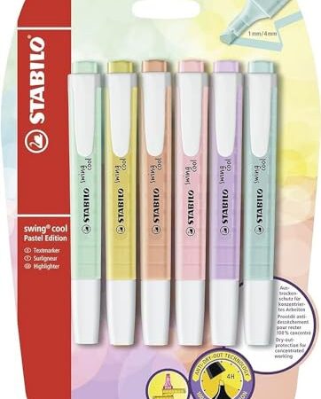 Evidenziatore - STABILO swing cool Pastel - Pack da 6 - Colori assortiti