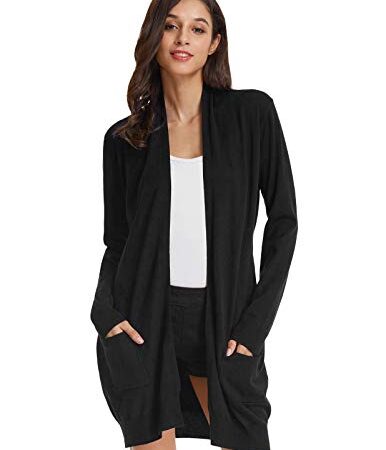 GRACE KARIN Cardigan Leggero Donna Lungo Aperto Maniche Lunghe Cappotto Casual M