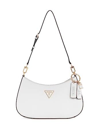 GUESS Noelle Top Zip Shoulder Bag, Borsa Donna, White, Unica