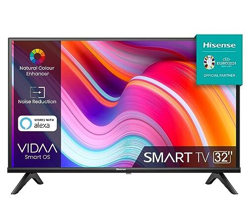 Hisense 32" HD 2023 32E43KT, Smart TV VIDAA U6, Game Mode, Controlli vocali Alexa, Tuner DVB-T2/S2 HEVC 10, lativù