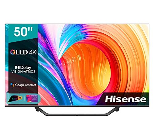 Hisense 50" QLED 4K 2022 50A78GQ, Quantum Dot, Smart TV VIDAA 5.0, HDR Dolby Vision, Grigio Scuro