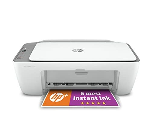 HP DeskJet 2720e 26K67B, Stampante Multifunzione a Getto d'Inchiostro A4 a Colori, Fronte e Retro Manuale, 7,5 ppm, Wi-Fi, HP Smart, 6 Mesi di Inchiostro Instant Ink Inclusi con HP+, Bianca