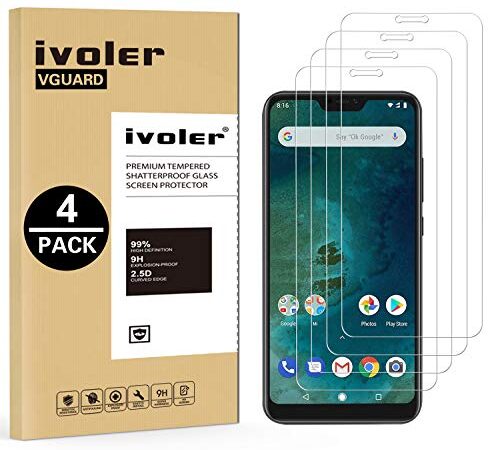 iVoler [4 Pack] Pellicola Vetro Temperato per Xiaomi Mi A2 Lite, Pellicola Protettiva Protezione per Schermo per Xiaomi Mi A2 Lite - Transparente