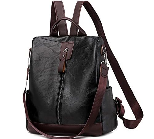 JSNOM Zaino Donna Pelle Casual Antifurto: Borsa Zainetto Donna Piccola Elegante Impermeabile Daypack per Universitá Scuola Shopping Lavoro (Nero)