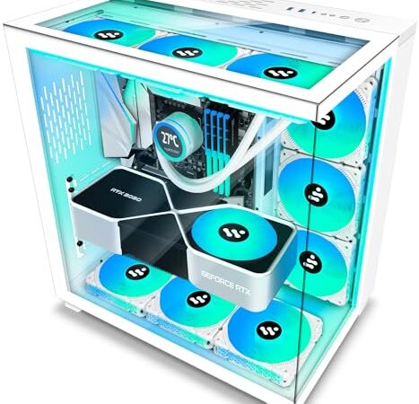 KEDIERS PC Case - ATX Tower Case in vetro temperato con 9 ventole ARGB C590, bianco