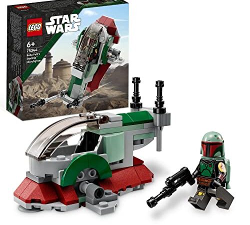 LEGO 75344 Star Wars Astronave di Boba Fett Microfighter Giocattolo, Modellino da Costruire set Mandaloriano per Bambini con 2 Shooter e Ali Regolabili