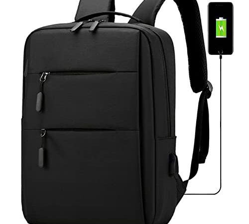 Mixroom - Zaino Porta PC Uomo Laptop Borsa per PC Portatile Custodia Computer Notebook 15.6" Con Porta USB Nero Z1