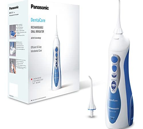 Panasonic Ew1211W845 Idropulsore Senza Fili A Tripla Azione, 3 Modalità Di Getto Acqua/Aria, 29 x 19 x 12 Cm, Bianco E Blu