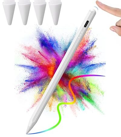 Penna per iPad 2018-2023, ricarica rapida, Apple Pencil con inclinazione e palm Rejection, penna magnetica per iPad Air 3/4/5, iPad Mini 5/6, iPad 6-10 Gen, iPad Pro 11/12.9"