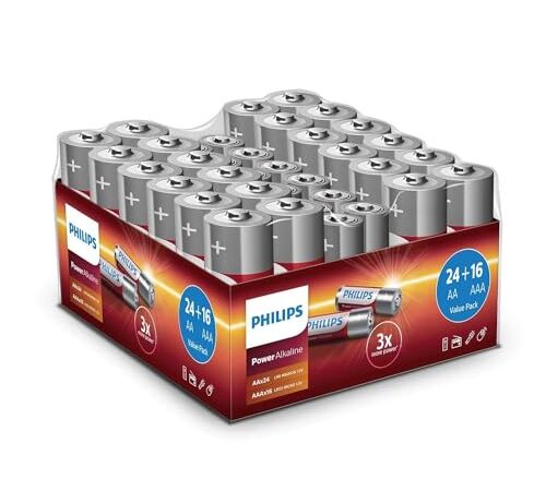 PHILIPS LR036G40W/10 – Batterie alcaline – 24 x AA, 16 x AAA – 40 pezzi