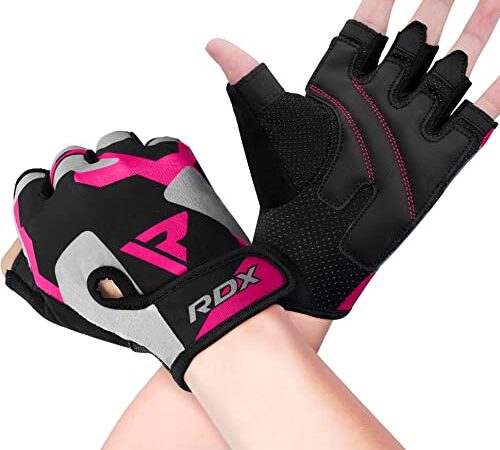 RDX Guanti Palestra Donna Sollevamento Pesi Fitness, Antiscivolo Imbottito Presa Protezione, Elastico Traspirante, Powerlifting Bodybuilding Forza Allenamento Ciclismo Calisthenics Gym Gloves, Rosa