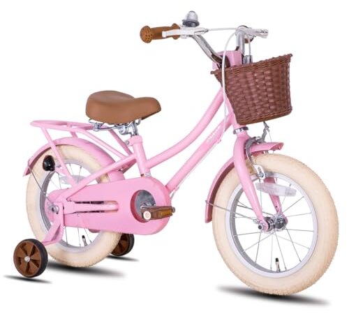 STITCH MANCHI Bicicletta per bambini da 12 pollici con cestino e stabilizzatore, bicicletta per bambine da 3-4 anni, rosa…